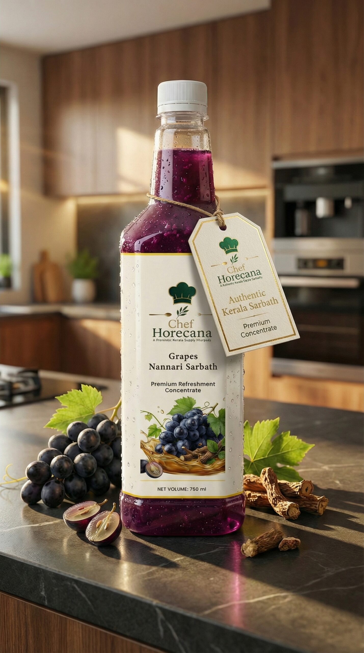 Rich Premium Grapes Nannari Sarbath Concentrate – Bold Summer Refreshment Syrup for Hotels, Catering & Cafés | Chef HORECANA 750ml 3 Grapes Nannari