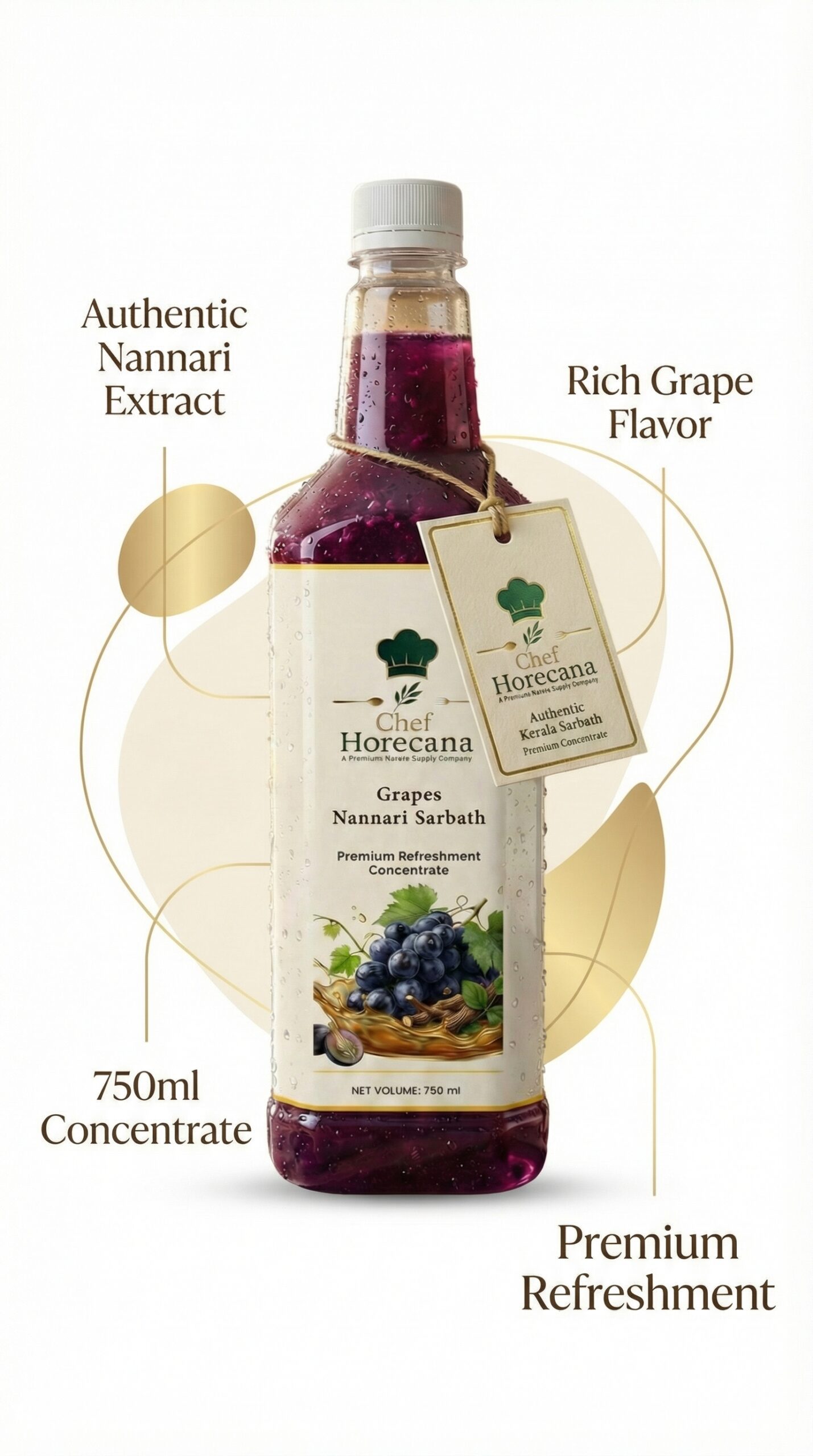Rich Premium Grapes Nannari Sarbath Concentrate – Bold Summer Refreshment Syrup for Hotels, Catering & Cafés | Chef HORECANA 750ml 6 Grapes Nannari