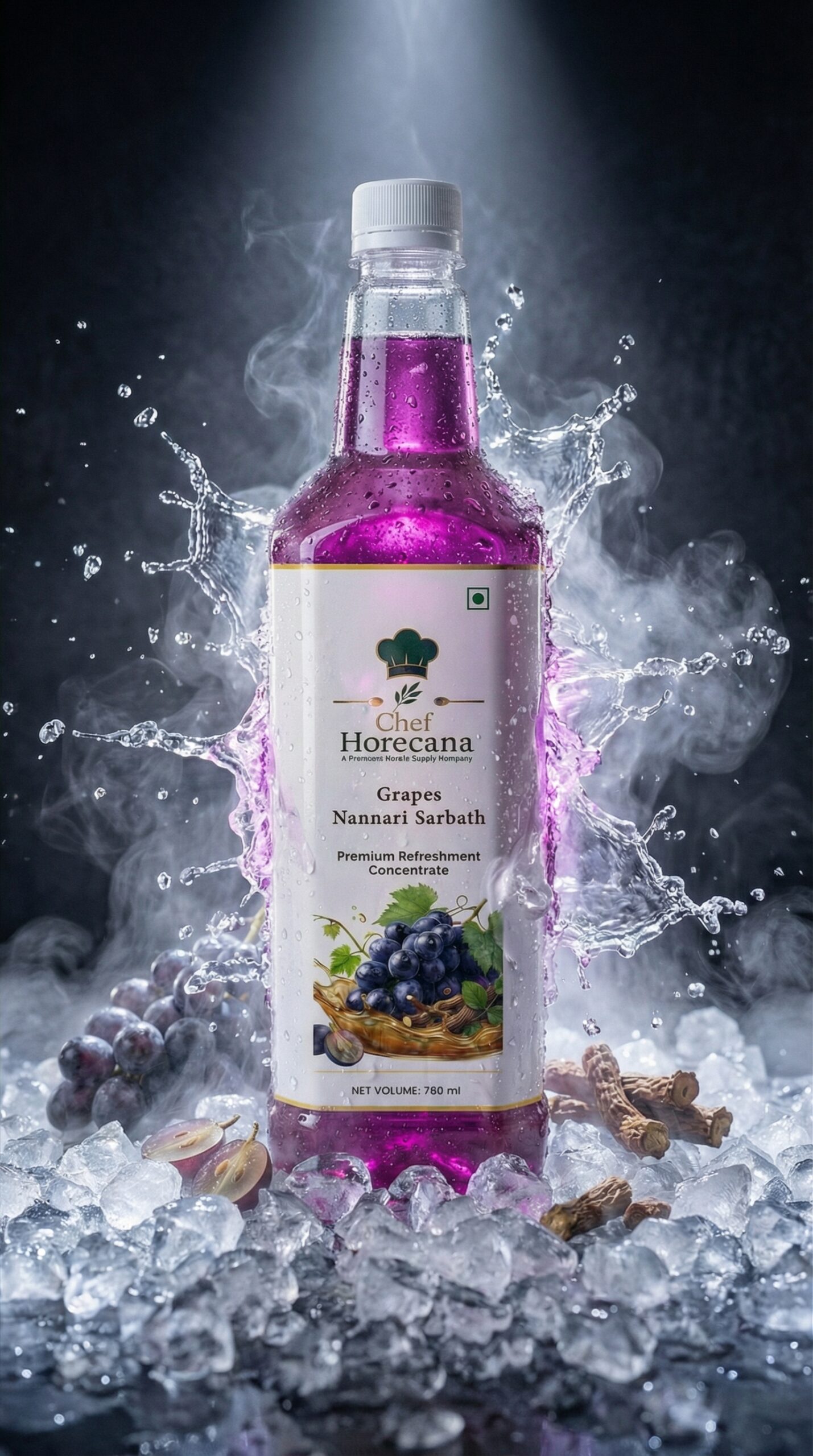 Rich Premium Grapes Nannari Sarbath Concentrate – Bold Summer Refreshment Syrup for Hotels, Catering & Cafés | Chef HORECANA 750ml 4 Grapes Nannari