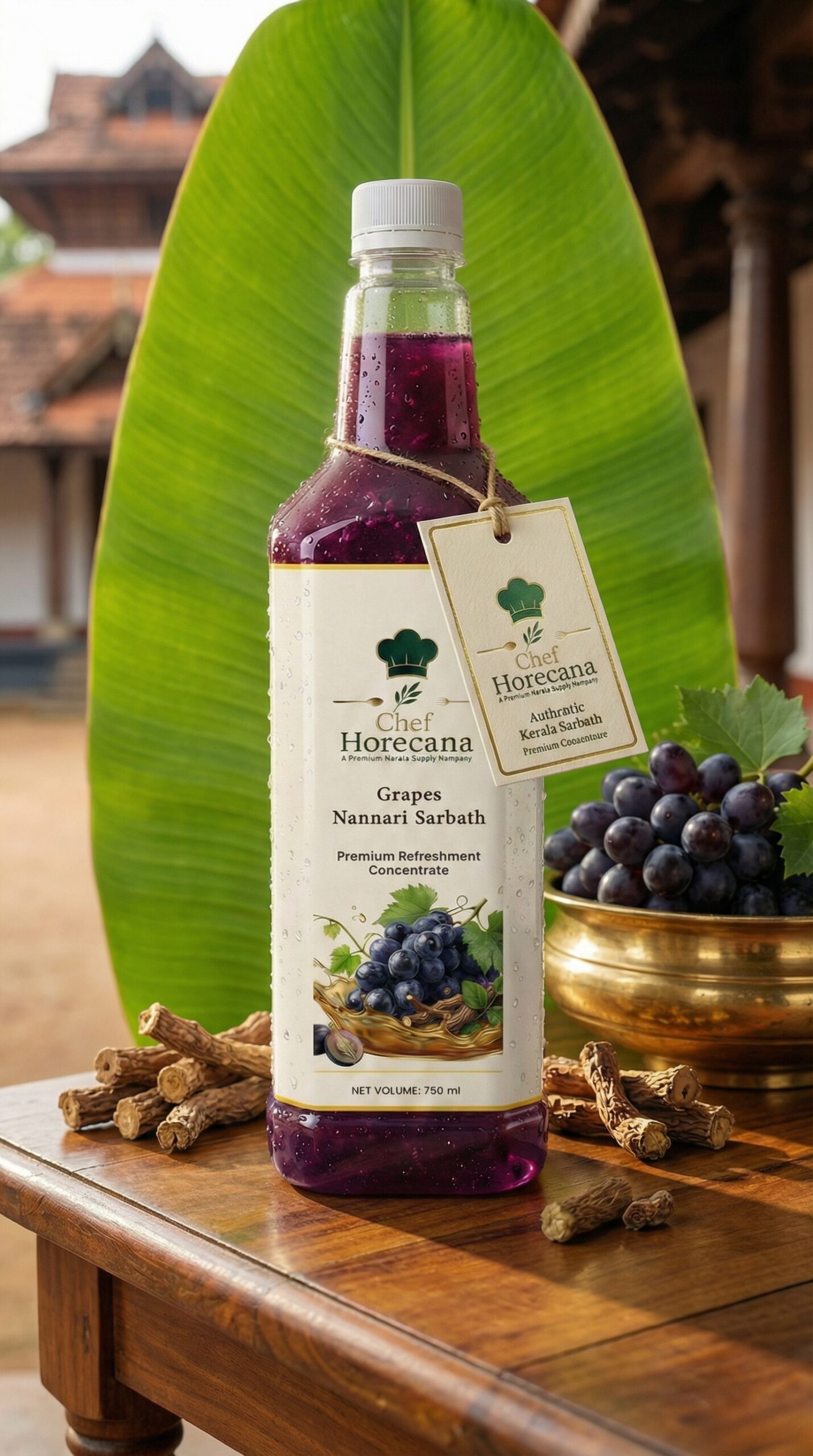 Rich Premium Grapes Nannari Sarbath Concentrate – Bold Summer Refreshment Syrup for Hotels, Catering & Cafés | Chef HORECANA 750ml 5 Grapes Nannari